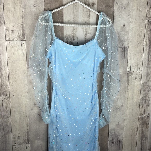 NWT AREA STARS Stardust Mini Dress In Light Blue Size Large - Picture 4 of 9
